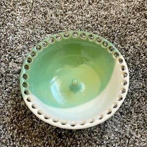 Green and White Earring and Jewelry Holder (Pottery)